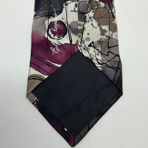 Vintage Robert Daskal Abstract ties 100% Silk Hand Painted Novelty Mens Art Tie - Picture 3 of 6
